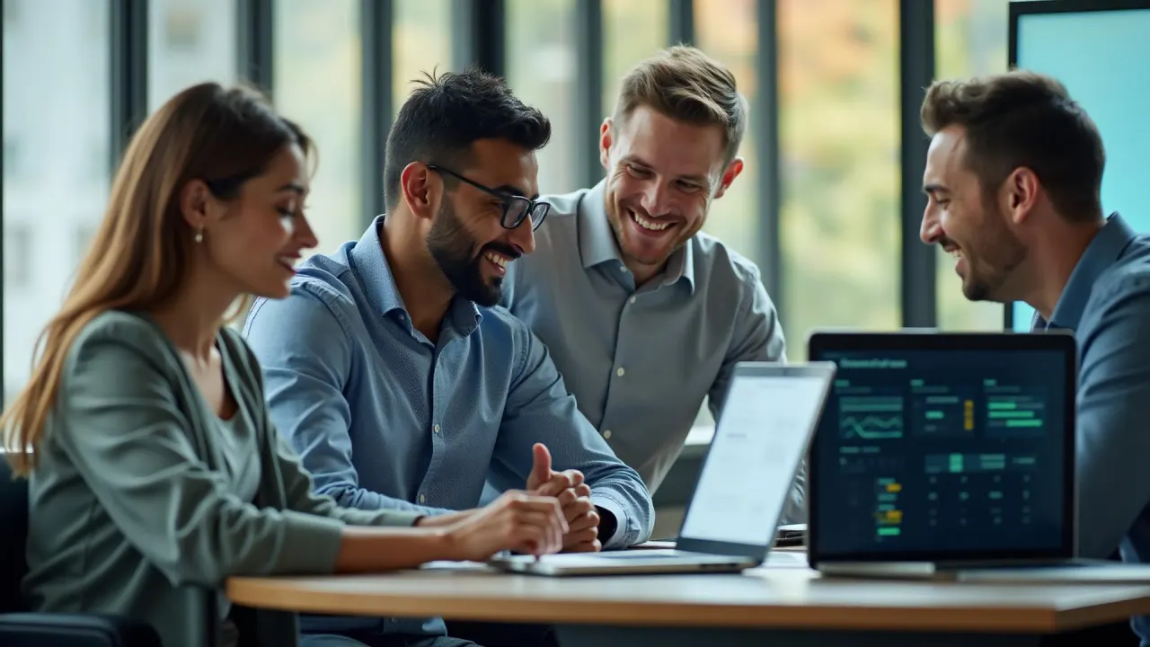 Equipe da GenyAI analisando processos com um cliente